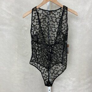 Only Hearts NYC Helena Stuart Isabel Embroidery Bonbon Bodysuit NWT L